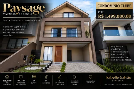 Casa de Condomínio com 4 Quartos à venda, 203m² no Santa Cândida, Curitiba