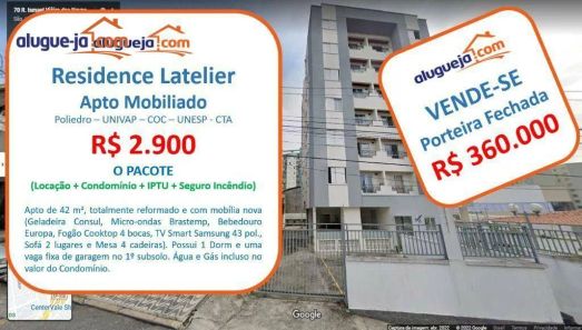 Apartamento com 1 Quarto para venda ou aluguel, 42m² no Jardim Aparecida, São José dos Campos
