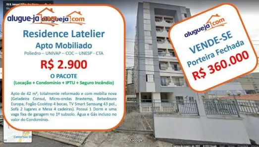 Apartamento com 1 Quarto para alugar, 42m² no Jardim Aparecida, São José dos Campos