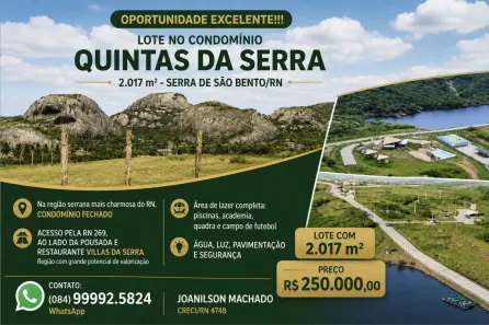 Lote/Terreno à venda, 2017m² no zona rural, Serra de São Bento