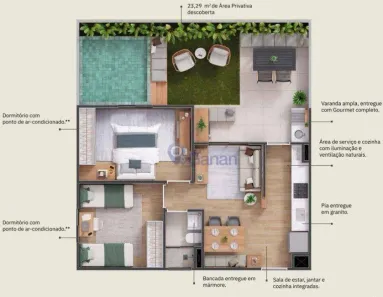 Apartamento com 2 Quartos à venda, 71m² no Sítios de Recreio Colina, Indaiatuba