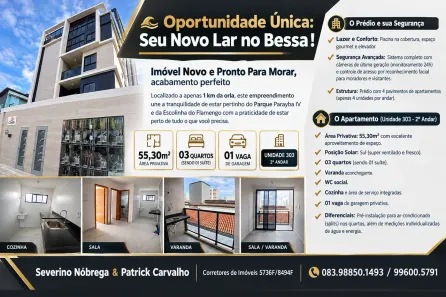 Apartamento com 3 Quartos à venda, 56m² no Bessa, João Pessoa