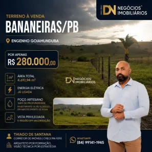 Lote/Terreno à venda, 4611m² no , Bananeiras