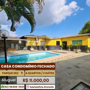 Casa de Condomínio com 4 Quartos para alugar, 300m² no Parque 10 de Novembro, Manaus