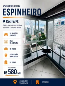 Apartamento com 3 Quartos à venda, 90m² no Espinheiro, Recife