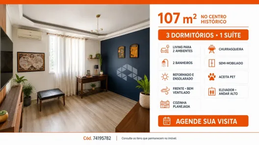 Apartamento com 3 Quartos à venda, 107m² no Centro Histórico, Porto Alegre