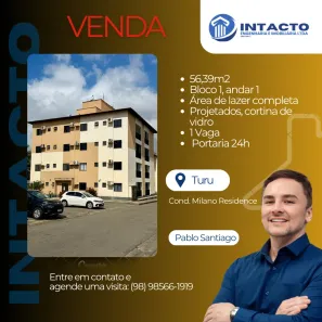 Apartamento com 2 Quartos à venda, 56m² no Turu, São Luís