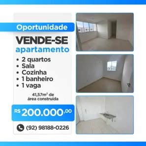 Apartamento com 2 Quartos à venda, 41m² no Lago Azul, Manaus