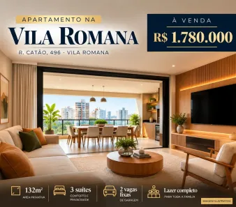 Apartamento com 3 Quartos à venda, 132m² no Vila Romana, São Paulo