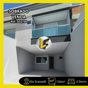 Sobrado com 3 Quartos à venda, 150m² no Vila Scarpelli, Santo André