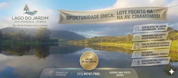 Lote/Terreno à venda, 477m² no Jardim dos Pinheiros, Atibaia