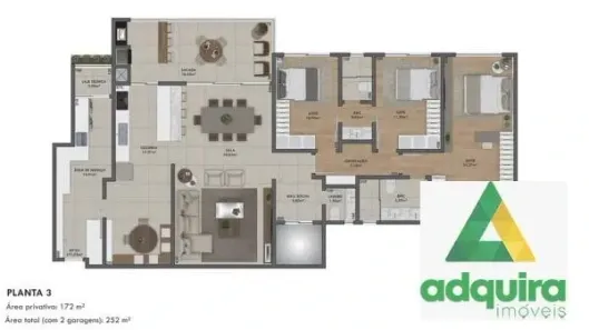 Apartamento com 3 Quartos à venda, 172m² no Estrela, Ponta Grossa