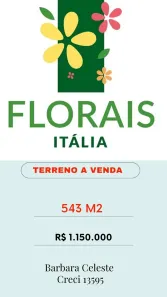 Lote/Terreno à venda, 543m² no Condomínio Florais Itália, Cuiabá