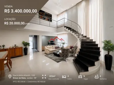 Casa de Condomínio com 4 Quartos para venda ou aluguel, 343m² no Villaggio San Marco, Jundiaí