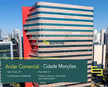 Sala Comercial para alugar, 806m² no Cidade Monções, São Paulo