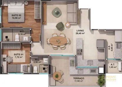 Apartamento com 2 Quartos à venda, 80m² no Mirim, Praia Grande