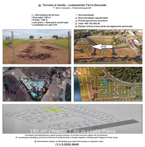 Lote/Terreno à venda, 195m² no Campinas, Pindamonhangaba