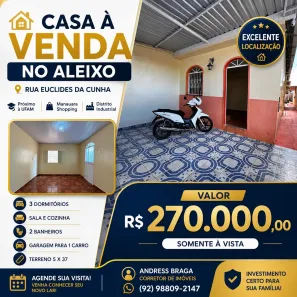 Casa com 3 Quartos à venda, 185m² no Aleixo, Manaus