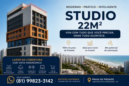 Apartamento com 1 Quarto à venda, 22m² no Piedade, Jaboatão dos Guararapes