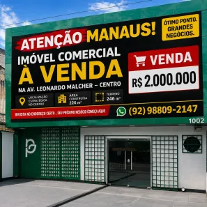 Prédio Comercial à venda, 226m² no Centro, Manaus