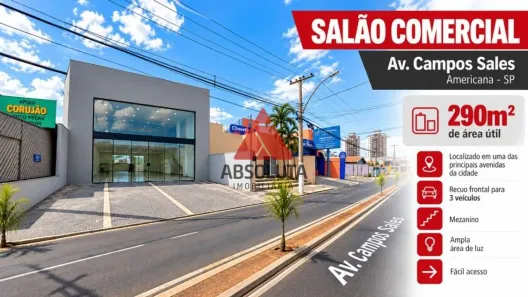 Ponto Comercial para alugar, 290m² no Vila Frezzarim, Americana