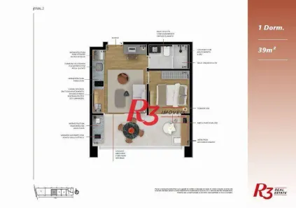 Apartamento com 1 Quarto à venda, 39m² no Boqueirão, Santos