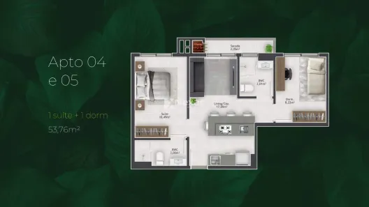 Apartamento com 2 Quartos à venda, 54m² no Areias, São José