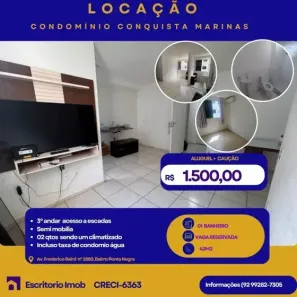 Apartamento com 2 Quartos para alugar, 42m² no Ponta Negra, Manaus