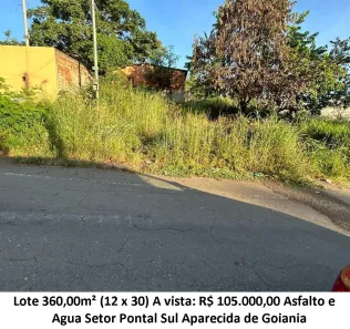 Lote/Terreno à venda, 360m² no Pontal Sul - Acréscimo, Aparecida de Goiânia