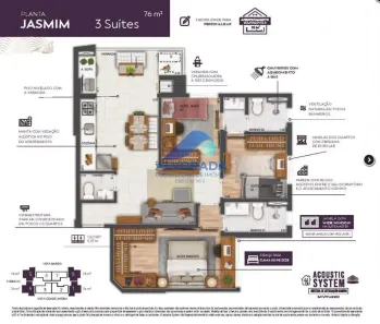 Apartamento com 3 Quartos à venda, 76m² no Jardim Satélite, São José dos Campos