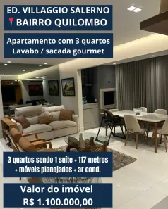 Apartamento com 3 Quartos à venda, 117m² no Quilombo, Cuiabá