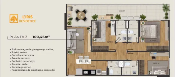 Apartamento com 3 Quartos à venda, 100m² no Batista Campos, Belém
