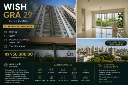 Cobertura com 3 Quartos à venda, 100m² no Setor Bueno, Goiânia