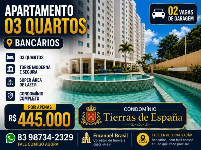 Apartamento com 3 Quartos à venda, 76m² no Bancários, João Pessoa