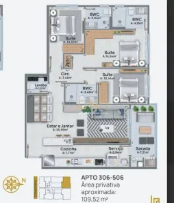 Apartamento com 3 Quartos à venda, 109m² no Centro, Florianópolis