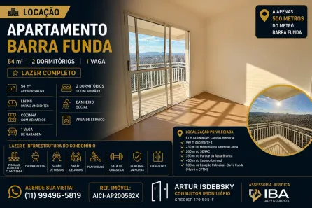 Apartamento com 2 Quartos para alugar, 54m² no Barra Funda, São Paulo