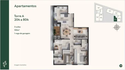 Apartamento com 3 Quartos à venda, 100m² no Pedra Branca, Palhoça