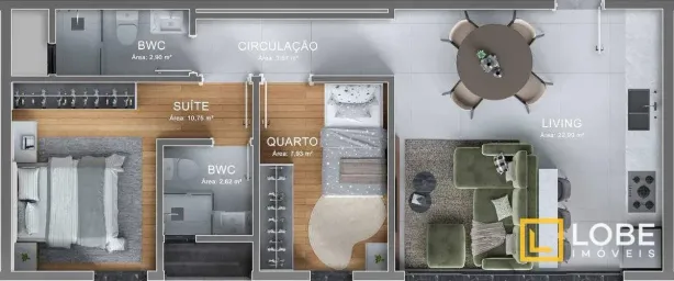 Apartamento com 2 Quartos à venda, 61m² no Velha, Blumenau