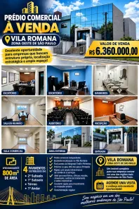 Prédio Comercial com 4 Quartos à venda, 800m² no Vila Romana, São Paulo