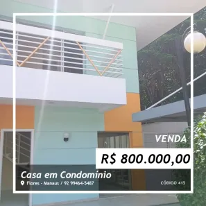 Casa de Condomínio com 4 Quartos à venda, 157m² no Flores, Manaus