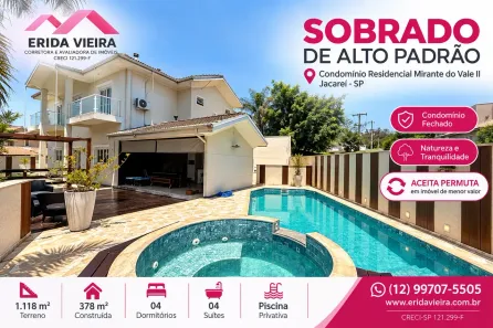 Sobrado com 4 Quartos para alugar, 378m² no Condomínio Residencial Mirante do Vale, Jacareí