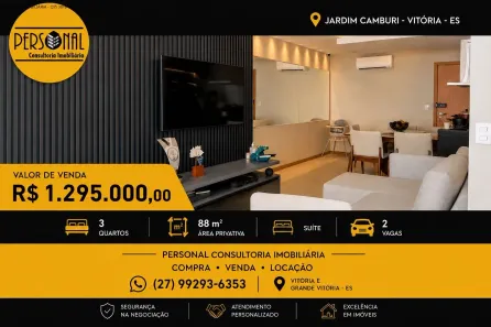 Apartamento com 3 Quartos à venda, 88m² no Jardim Camburi, Vitória