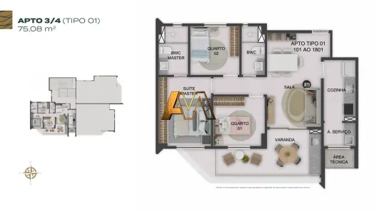 Apartamento com 3 Quartos à venda, 75m² no Rio Vermelho, Salvador