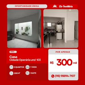 Casa com 3 Quartos à venda, 200m² no Cidade Operária, São Luís
