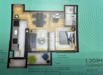 Apartamento com 1 Quarto à venda, 45m² no Taquaral, Campinas