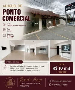 Ponto Comercial para alugar, 217m² no Centro, Manaus