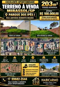 Lote/Terreno à venda, 203m² no Residencial Parque dos Ipês I, Mirassol