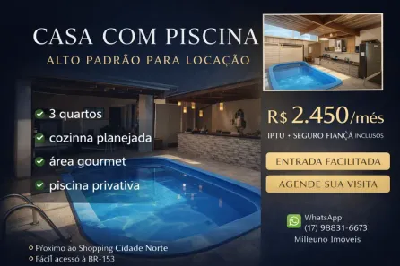 Casa com 3 Quartos para alugar, 170m² no Residencial Santa Ana, São José do Rio Preto