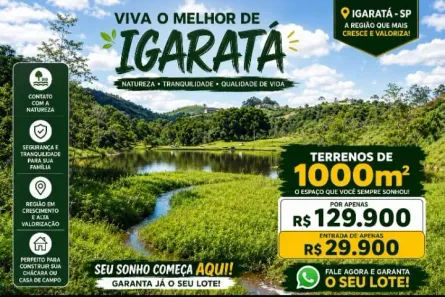 Lote/Terreno à venda, 1000m² no Centro, Igaratá