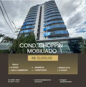 Apartamento com 4 Quartos para alugar, 180m² no Nossa Senhora das Graças, Manaus